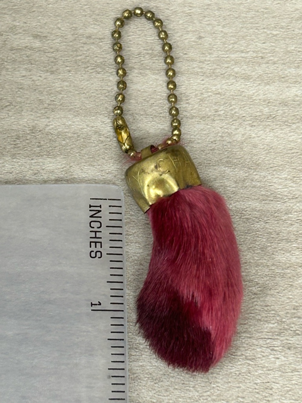 Nostalgic 1960 Two Tone Red Lucky Charm Rabbits Foot.